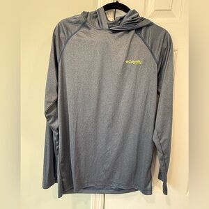 Men’s Columbia PFG Terminal Tackle Long - Sleeve Hoodie Small Blue with Yellow